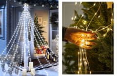 CoolCeny Vánoční LED světelný řetěz - vodopád s hvězdou - Bílá teplá