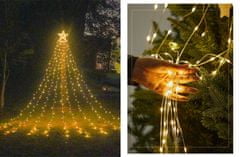 CoolCeny Vánoční LED světelný řetěz - vodopád s hvězdou - Bílá teplá