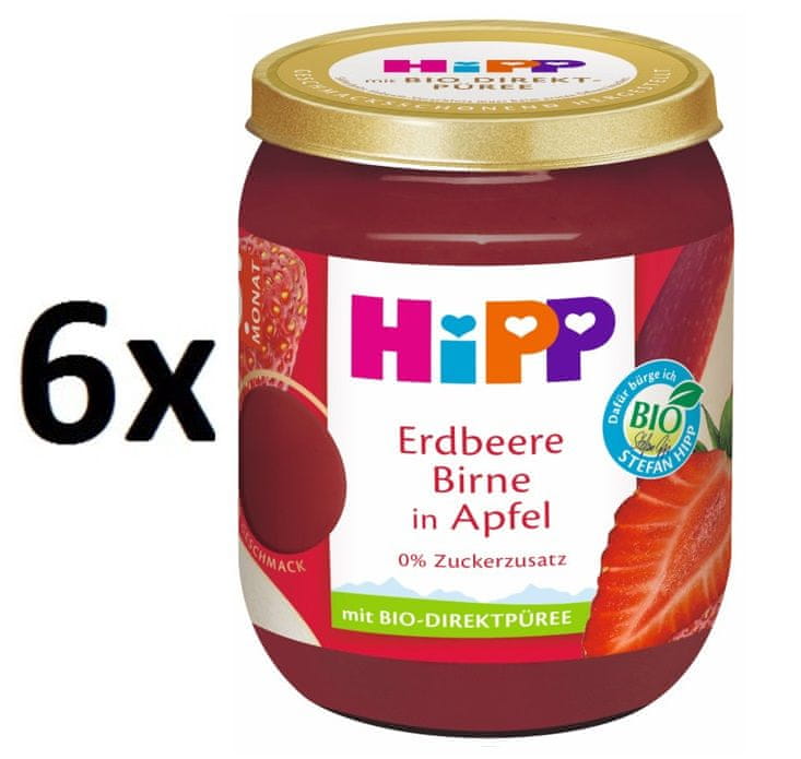 HiPP BIO Jablko, jahody a hrušky 6 x 160 g