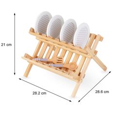 Mamabrum Dřevěné kuchyňské doplňky se sušičkou na hrnce - sada pro děti