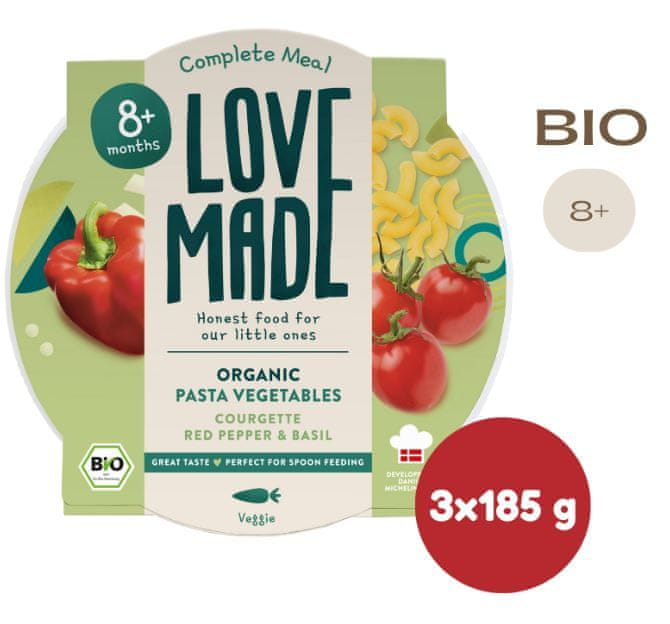 Levně LoveMade Bio Těstoviny se zeleninovým ragú od 8 měsíců 3ks