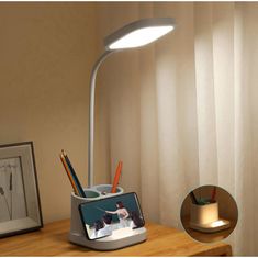 Northix Stmívatelná stolní lampa - držák pera a powerbanka 