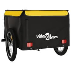 Vidaxl Přívěsný vozík za kolo černý a žlutý 45 kg železo