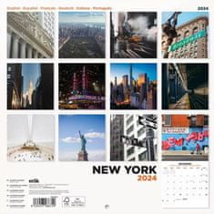 CurePink Oficiální nástěnný kalendář 2024 16 měsíců: New York (30 x 30|60 cm)