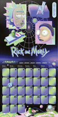 CurePink Oficiální nástěnný kalendář Rick and Morty 2024 s plakátem (SQ 30 x 30|60 cm)