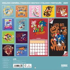 CurePink Oficiální nástěnný kalendář 2024 s plakátem Nintendo|Sonic (30 x 30|60 cm)