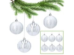 sarcia.eu Sada plastových cetek, stříbrné vánoční cetky, ozdoby na vánoční stromeček 7cm, 6 ks 1 balik