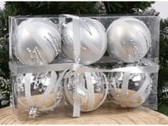 sarcia.eu Sada plastových cetek, stříbrné vánoční cetky, ozdoby na vánoční stromeček 7cm, 6 ks 1 balik