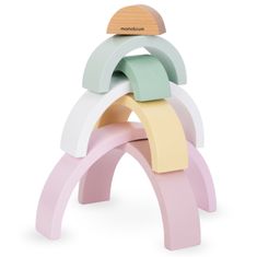 Mamabrum Montessori dřevěné duhové puzzle - růžové