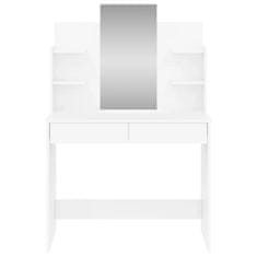 Vidaxl Toaletní stolek se zrcadlem bílý vysoký lesk 96 x 39 x 142 cm
