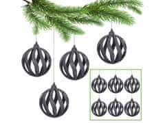 sarcia.eu Antracitové ozdoby na vánoční stromeček, sada prolamovaných ozdob, ozdoby na vánoční stromeček 8 cm, 6 ks. 1 balik