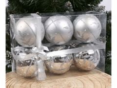 sarcia.eu Stříbrné vánoční ozdoby, sada plastových ozdob se třpytkami, ozdoby na vánoční stromeček 7cm, 6ks 1 bailk
