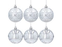 sarcia.eu Stříbrné ozdoby na vánoční stromeček se třpytkami, sada plastových ozdob, ozdoby na vánoční stromeček 7 cm, 6 ks 1 balik
