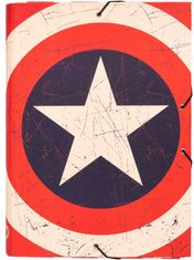 CurePink Složka s klopami Avengers: Kapitán Amerika štít (26 x 34 x 2 cm)