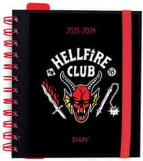 CurePink Plánovací denní školní diář 2023/2024 Netflix|Stranger Things: Hellfire Club se samolepkami, záložkami a obálkou (14 x 16 cm)