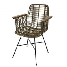 MCW Jídelní židle M29, kuchyňská židle proutěné křeslo ratanové křeslo ratanové křeslo židle s područkami, Kubu ratan dřevo kov