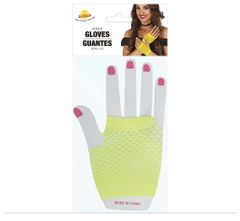 Retro síťované rukavice - neonové žluté - 80.léta - disco