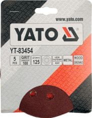 YATO Brusný papír 125 mm P100 s otvory 5 ks suchý zip