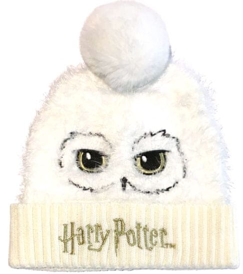 CurePink Zimní čepice Harry Potter: Hedvika (univerzální) bílá