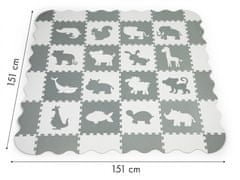 EcoToys Pěnová puzzle podložka Animals šedá - 36 kusů