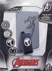 CurePink Samolepky na elektroniku Marvel: Avengers (16 kusů) černá-bílá