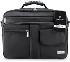ZAGATTO Pánská černá taška přes rameno do práce, taška na dokumenty, notebook 15,6", prostorná taška s nastavitelným ramenním popruhem, klasický design, pojme A4, 30x39x21 / ZG141