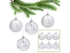 sarcia.eu Sada plastových ozdob na vánoční stromeček 8 cm, stříbrné ozdoby, ozdoby na vánoční stromeček, 6 ks. 1 balik