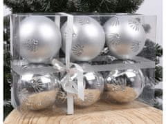 sarcia.eu Stříbrné ozdoby na vánoční stromeček se třpytkami, sada plastových ozdob, ozdoby na vánoční stromeček 8 cm, 6 ks. 1 balik