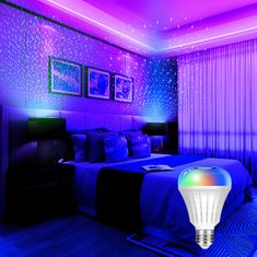 BOT LED Chytrá žárovka RGB s funkcí projektoru hvězd a hudebním módem WiFi 600lm / 5W