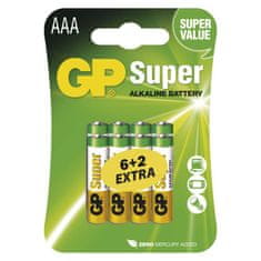 GP Alkalická baterie GP Super AAA (LR03), 6+2 ks