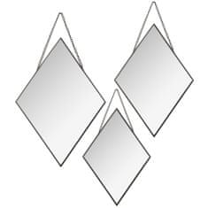 ModernHome Sada 3 Černých Zrcadel Diamond