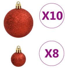 shumee 111dílná sada vánočních ozdob červená/zelená/zlatá polystyren
