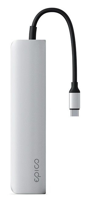 Levně EPICO 6v1 hliníkový hub 8K s USB-C konektorem 9915112100067 - stříbrný