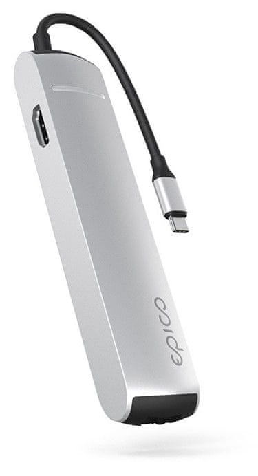 Levně EPICO 6v1 Slim hub 8K s USB-C konektorem 9915112100069 - stříbrný