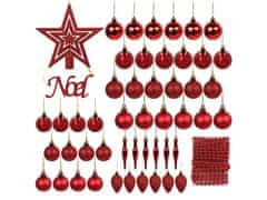 sarcia.eu Sada červených vánočních ozdob: ozdoby, top, řetěz 48 kusů. 1 balik