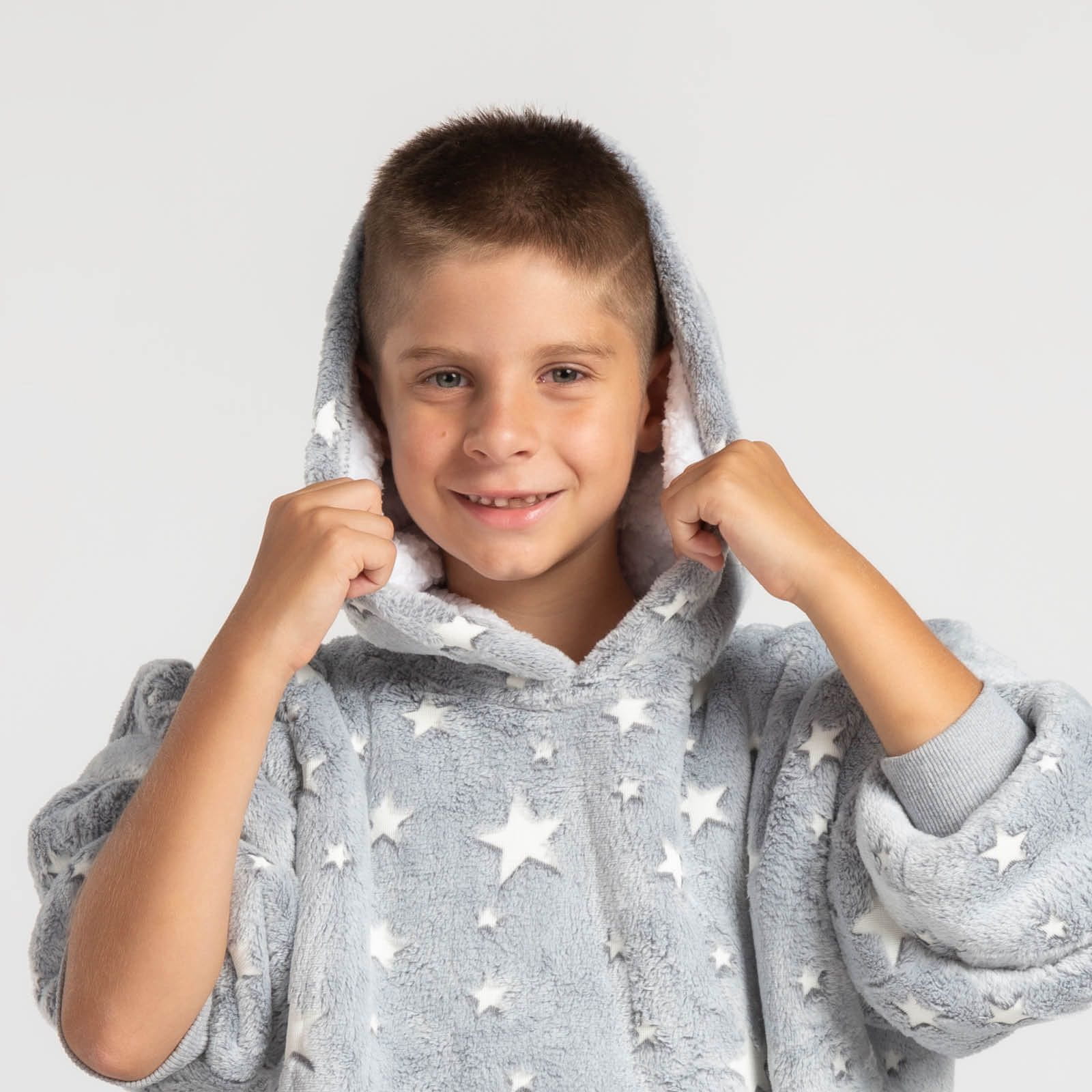  Svilanit SoftHug otroška hoodie odeja z rokavi, 100 % poliester, sloni 