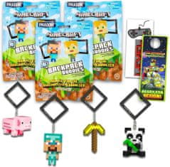 CurePink Přívěsek na klíče Minecraft: Buddies figurky Blindbox (4 cm)