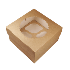 EcoRevolution Papírová krabička EKO na muffiny 160x160x100 mm hnědá s okénkem bal/25 ks Balení: 25