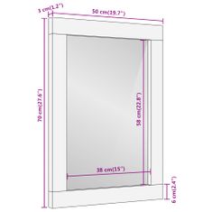 Petromila Koupelnové zrcadlo hnědé 50x70x3 cm masivní mangovník a sklo