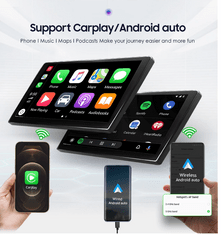 Hizpo 1 Din Univerzální Autorádio Apple Carplay a Android Auto, Android autorádio 1din Univerzální velikost, ISO konektor