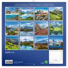 Presco Publishing Poznámkový kalendář Alpy 2024, 30 × 30 cm