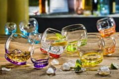 Crystalex Crazy - sada 6různě barevných sklenic na whisky s kulatým dnem.