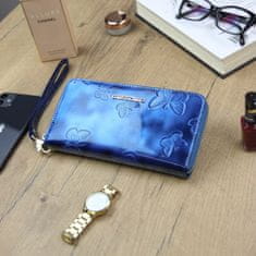 Gregorio Dámská luxusní kožená lakovaná peněženka Gregorio Santall, modrá