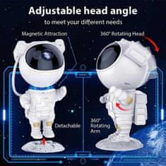 Netscroll Noční senzorový projektor ve tvaru astronauta s LED světlem, které vytváří efekt galaxie, USB nabíjení, časovač, dálkové ovládání, otočná ruka a hlava, nápad na dárky, dárky pro děti AstronautLamp