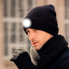 Netscroll Univerzální čepice s LED světlem, zimní čepice, výborná viditelnost ve tmě, moderní design umožňuje osvětlení bez použití rukou, skvělá na běhání, kempování, rybaření, práci ve tmě, LightBeanie