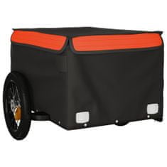 Greatstore Přívěsný vozík za kolo černý a oranžový 30 kg železo