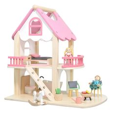 HABARRI Dřevěný domeček pro panenky + 2 panenky