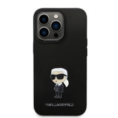Karl Lagerfeld  Liquid Silicone Metal Ikonik Zadní Kryt pro iPhone 15 Pro Black