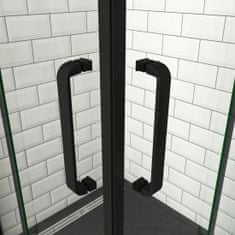 H K Sprchový kout AIRLINE BLACK R129, 120x90 cm, se dvěma jednokřídlými dveřmi s pevnou stěnou, rohový vstup včetně sprchové vaničky z litého mramoru
