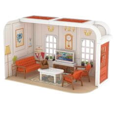 HABARRI Domeček pro panenky a figurky s nábytkem - obývací pokoj